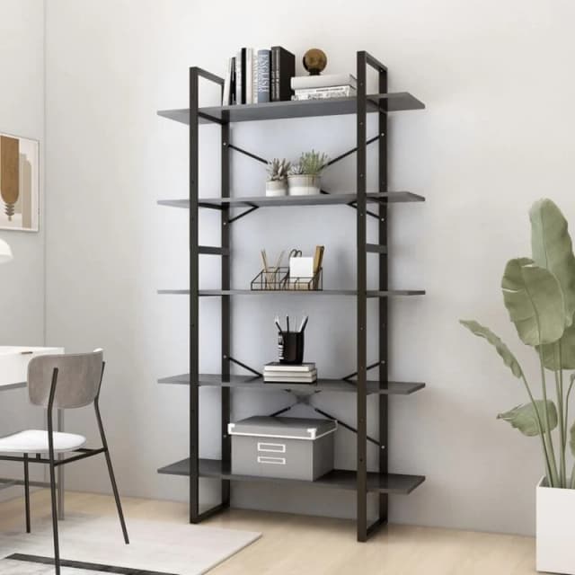 VIDAXL Vidaxl - 5-Tier Book Cabinet Grey 100x30x175cm Engineered Wood 8720286649565