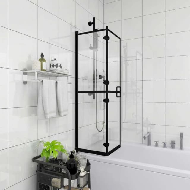 VIDAXL Folding Shower Enclosure esg 80x140cm Black Vidaxl 8720286416327