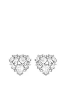 Jon Richard Rhodium Plated Mixed Stone Heart Stud Earrings
