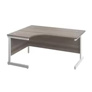 Tc 1600X1200 Single Upright Left Hand Radial Desk Grey Oak-White + Desk High Ped