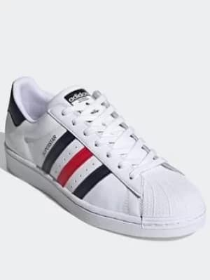 adidas Originals Superstar Shoes, White/Red, Size 11.5, Women