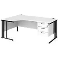 Dams International Left Hand Ergonomic Desk MCM18ELP3KWH 1,800 x 1,200 x 725 mm