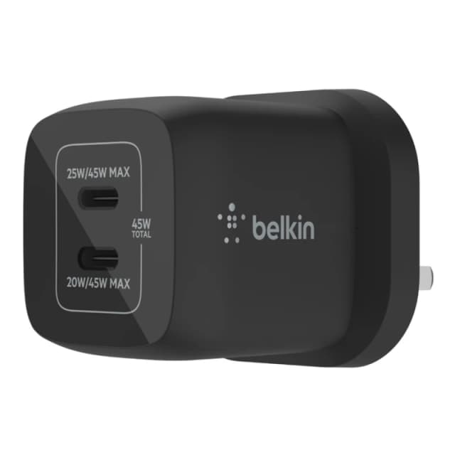 45W PD PPS DUAL USB-C CHARGER BLK