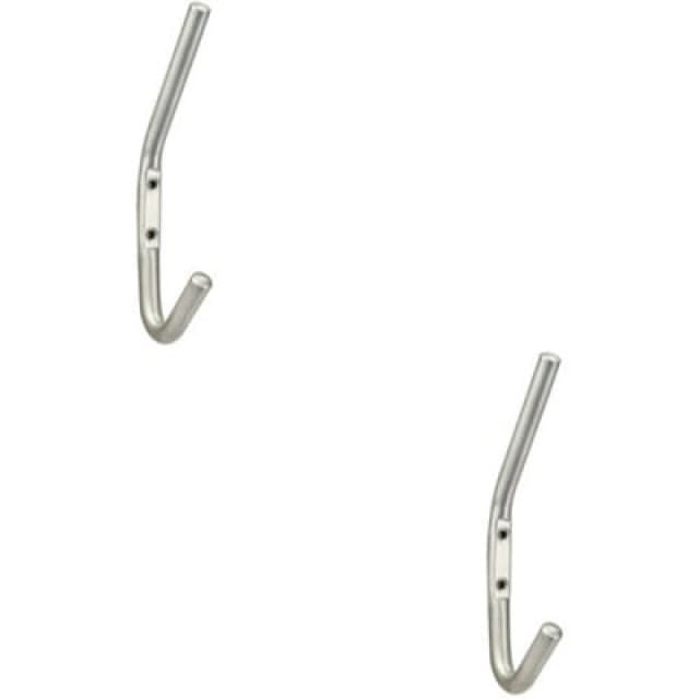 Loops 2x Slimline One Piece Hat & Coat Hook 59mm Projection Satin Stainless Steel Metallics