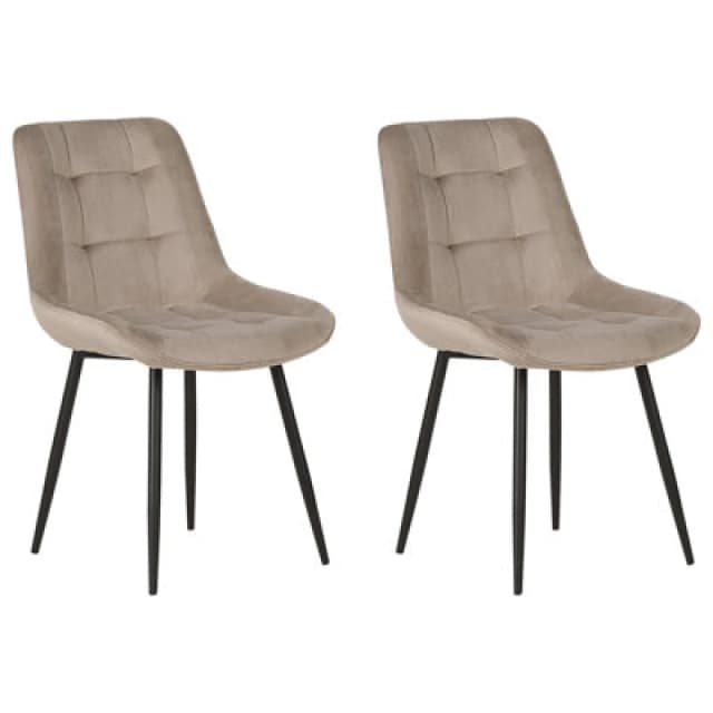 Beliani Set Of 2 Dining Chairs Melrose Velvet Taupe