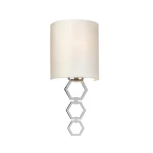 Clark Small 1 Light Wall Light, Polished Chrome, Ivory Faux Silk Shade