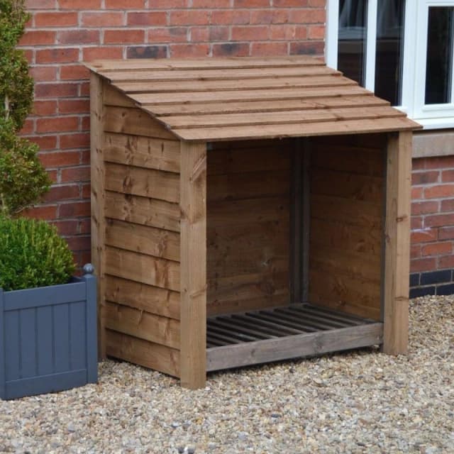 Rutland County Garden Furniture Ltd Greetham 4ft Log Store - L80 x W123 x H128cm - Rustic Brown Brown Unisex