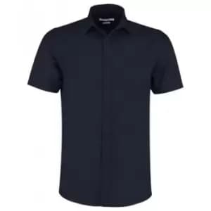 Kustom Kit Mens Short Sleeve Tailored Poplin Shirt (14.5) (Dark Navy)
