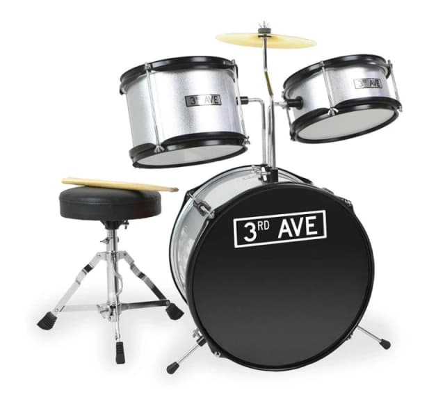 3RD AVENUE Junior 3 Piece Drum Kit - Silver/Grey 5060742472416