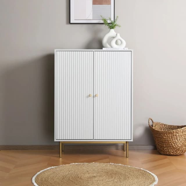 Home Garden Direct Devon - Highboard Storage Cabinet - White White Unisex