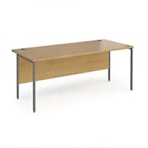 Dams International Rectangular Straight Desk with Oak Coloured MFC Top and Graphite H-Frame Legs Contract 25 1800 x 800 x 725mm