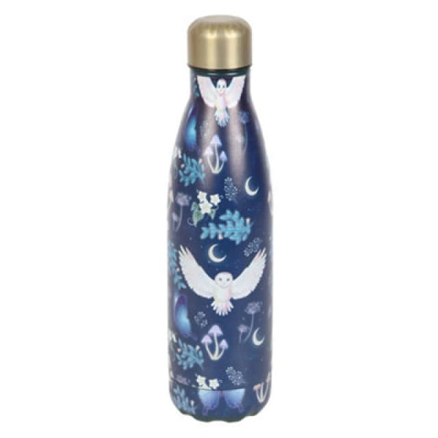 Something Different Something Different Night Flight Owl Steel Water Bottle in Navy Navy One Size Unisex 5063574673099
