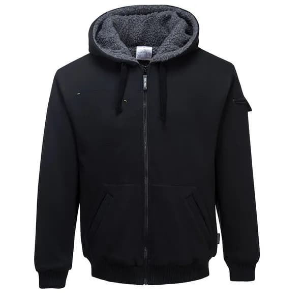 Portwest Pewter Mens Sherpa Lined Hoodie Jacket KS32BKRL Colour: Black