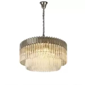 Luminosa Pendant Round 12 Light E14, Polished Nickel, Clear Glass, Item Weight: 25.4kg