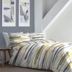 Clifton Contemporary Print Easy Care Reversible Duvet Cover Set, Green, Double - Fusion