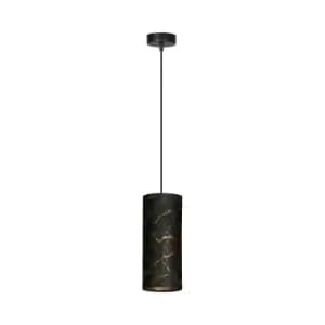 Karli Black Slim Pendant Ceiling Light with Black Fabric Shades, 1x E14