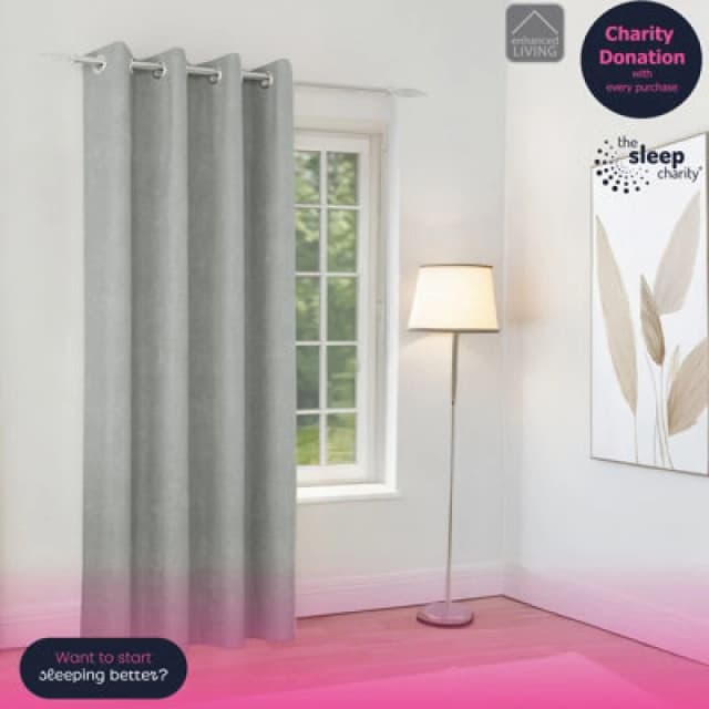 Knightsbridge Thermal Chenille Blackout Ready Made Eyelet Door Curtain 66 x 84 Grey