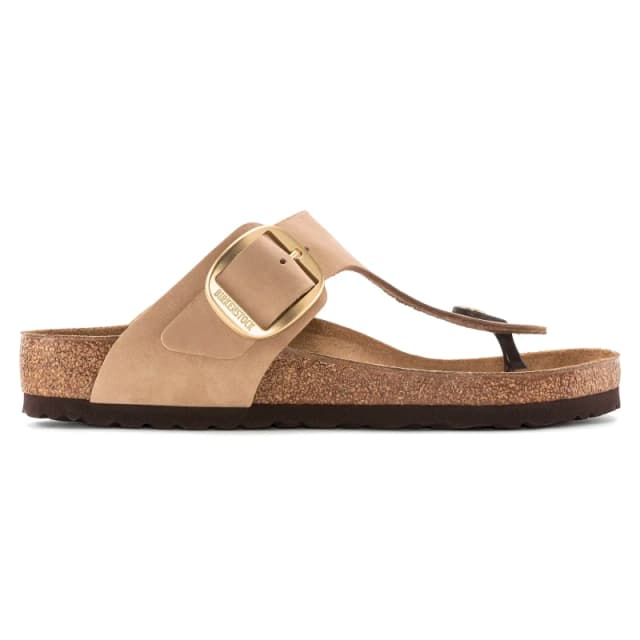 Birkenstock Leather sandals woman Birkenstock Gizeh Big Buckle Birko-Flor Patent Beige Female 36 Etroit