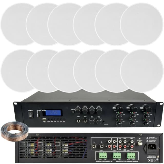 Loops 1200W Loud Bluetooth Sound System 12x 120W Slim Ceiling Speaker 6 Zone Amplifier Multi unisex