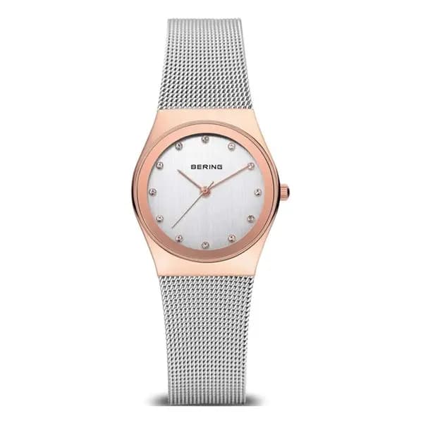 Bering 12927-064 Rose Tone Crystal Set Mesh Strap Watch - W7499