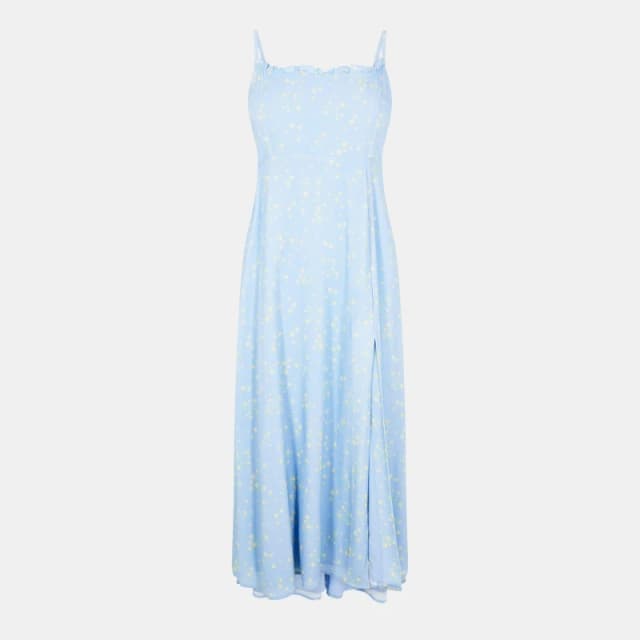 Jack Wills Womens Midi Tea Dress Blue/Yellw Dits female 6 (2XS)