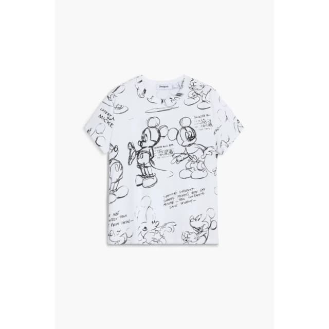 Desigual Womens T-Shirt Desigual Mickey Sketch Blanc Female XS