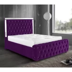 Elegance Mirrored Bed Super King Plush Velvet Purple