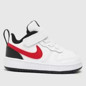 Nike White & Red Court Borough Low 2 Toddler Trainers