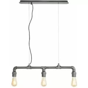 Multi Light Hanging Ceiling Pendant Aged Pewter Industrial Exposed Pipe Lamp