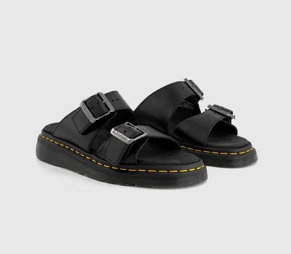 Dr Martens Black - Analine Josef Leather Buckle Slide Sandals Black Female 3 211007UK