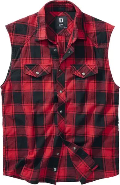 Brandit Checkshirt sleeveless Shirt, black-red, Size 3XL