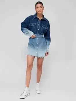 HUGO Ginasina Belted Ombre Denim Dress - Blue Size XL, Women