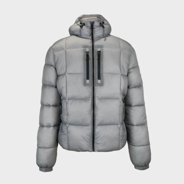 Pretty Green Mens Trafford Weather-Resistant Long Sleeve Short Puffer Jacket Slate Grey male Small