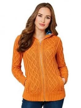 Joe Browns Funky Cable Knit Hood, Orange, Size 14, Women