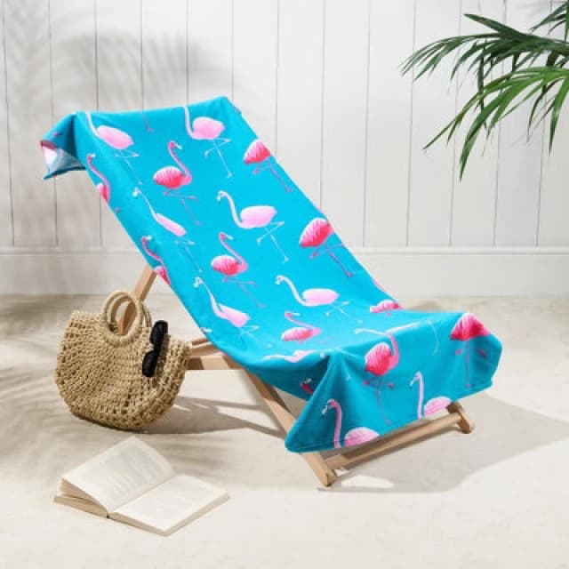 OHS OHS Flamingo Towel Bath Quick Dry Summer Travel Microfibre Absorbent Swim in Bright Blue Bright Blue One Size Unisex 5027434211449