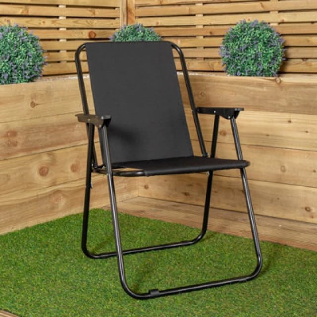 Samuel Alexander Black Lightweight Foldable Canvas Chair With Plastic Armrests