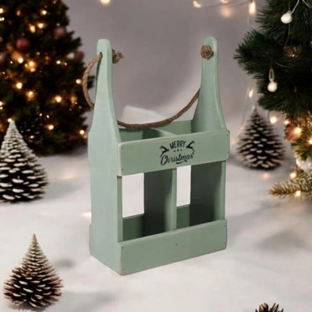MSL 39CM RUSTIC GREEN 2 BOTTLE WINE HOLDER