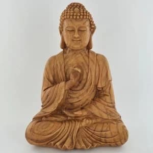Wood Effect Sitting Buddha Ornament 18cm