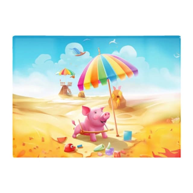 Warren Reed Designer Pig On A Beach Holiday Glass Chopping Board