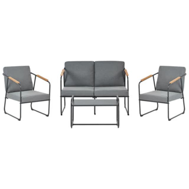 Beliani Garden Lounge Set With Table 4 Seater Vezzana Metal Grey