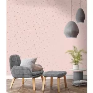 Fine Decor - Starlight Stars Pink Wallpaper M1492