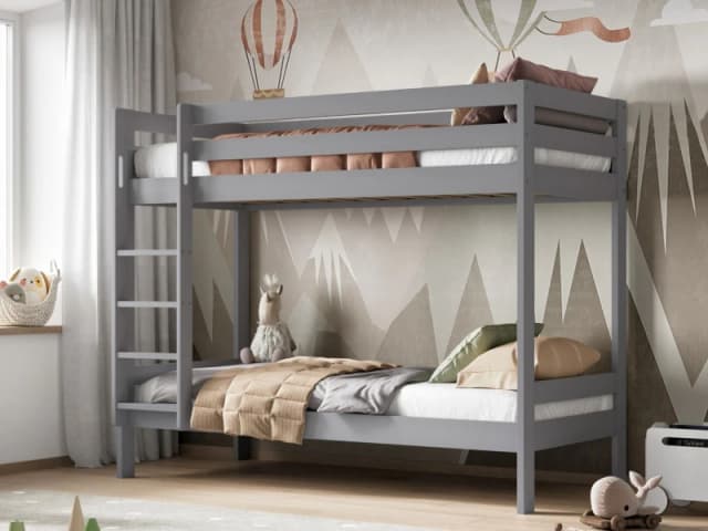 Noomi Nora Solid Wood Bunk Bed in Grey Size: EU Single Grey Unisex EU Single