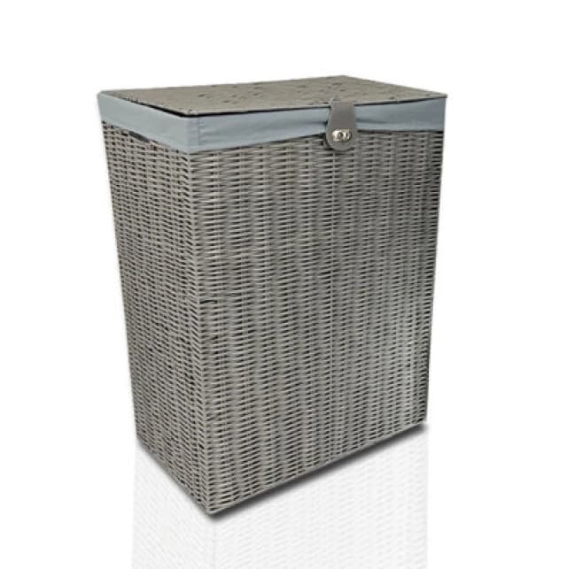 Clarisworld Laundry Clothes Basket With Lid, Lock And Removable Lining, Storage Hamper Basket (Grey)