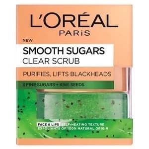 LOreal Paris Smooth Sugar Clear Kiwi Face and Lip Scrub 50ml