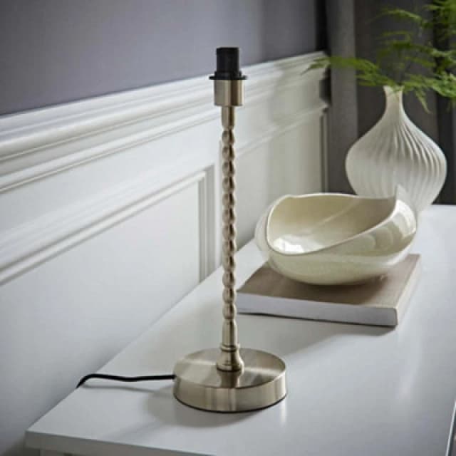 ValueLights ValueLights Maeve Bobbin Bobbled Metal Table Lamp Base in Silver Silver One Size Unisex 5016529272328