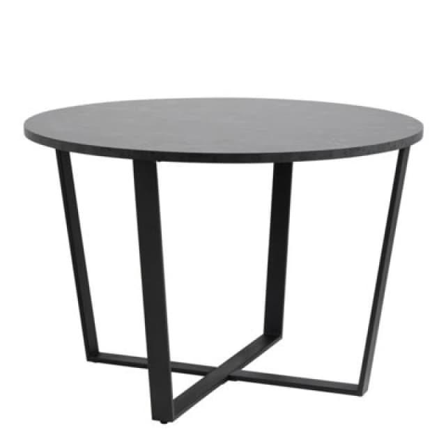 Furniture To Go Amble Round Dining Table with Black Marble Melamine Top & Black Legs Black