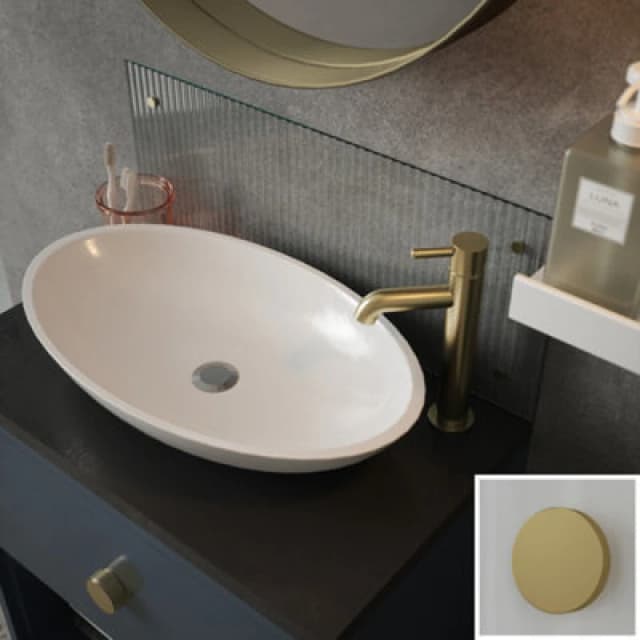 Clear Fluted Glass Bathroom Splashback Brass Caps SB53727