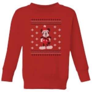 Disney Mickey Scarf Kids Christmas Sweatshirt - Red - 11-12 Years