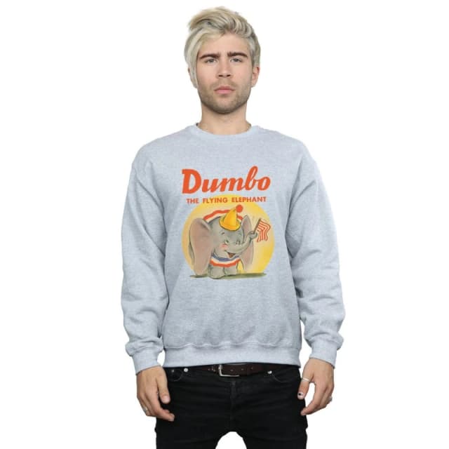 Disney Men Dumbo Flying Elephant Sweatshirt in Grey Size: Small Grey S Male 5057955961370