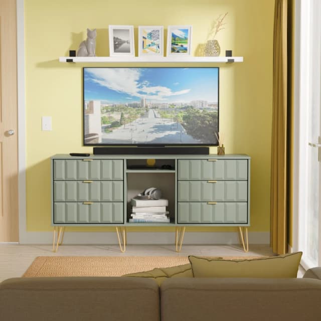 Welcome Furniture Ltd Cube 6 Drawer Sideboard in Reed Green - Ready Assembled, Green CUF247RGRG